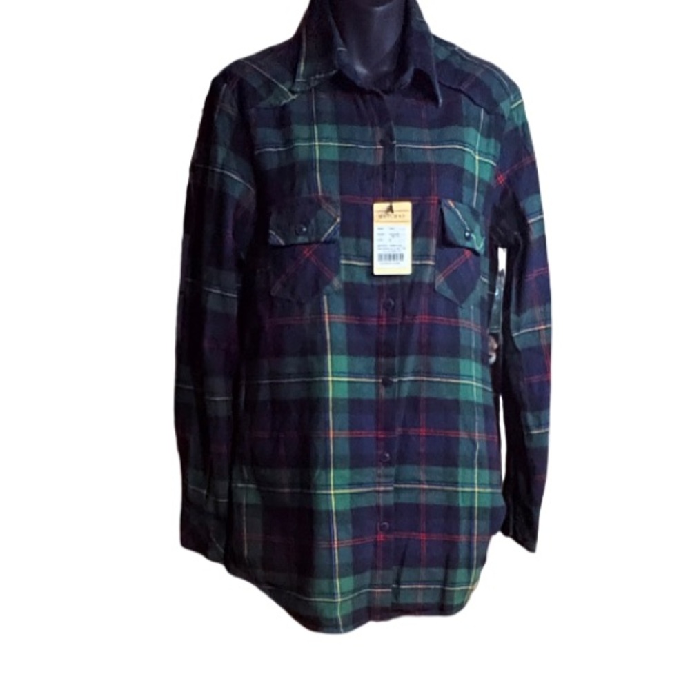 Matchstick Argus shirt is a cotton plaid flannel button down roll-sleeves med